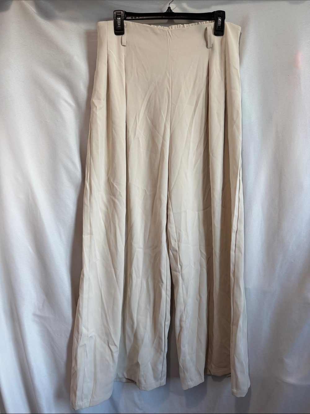 High-Waist Cream Wide-Leg Trousers